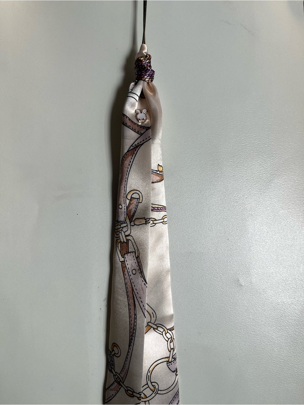Satin Scarf Necklace with Decorative Pin